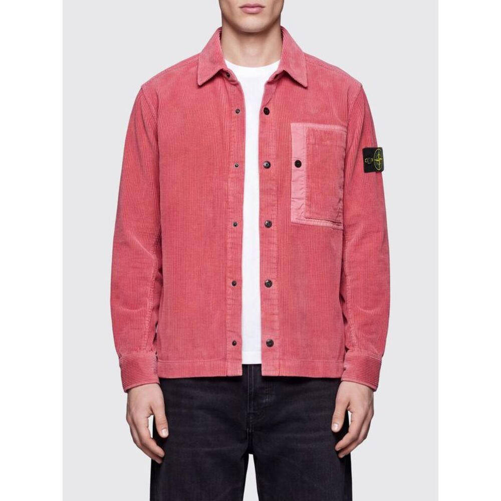 Stone Island Men Stone Island Velvet Shirt Jacket With Compass Logo